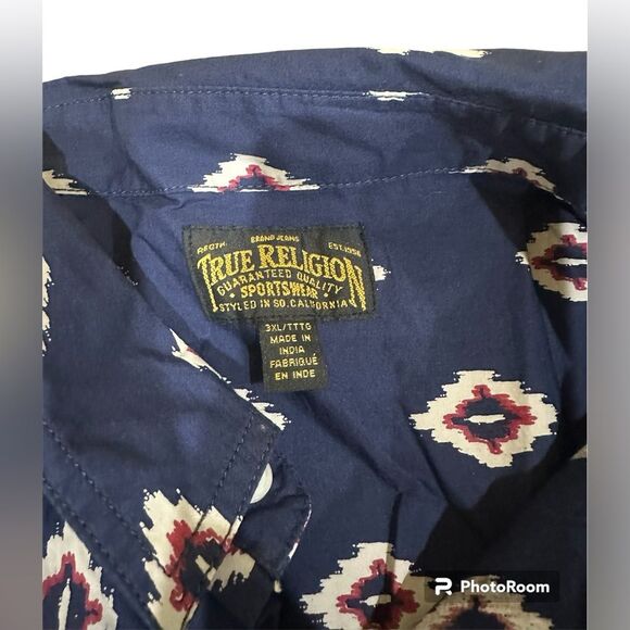 True religion Men short sleeve button up size 3xl